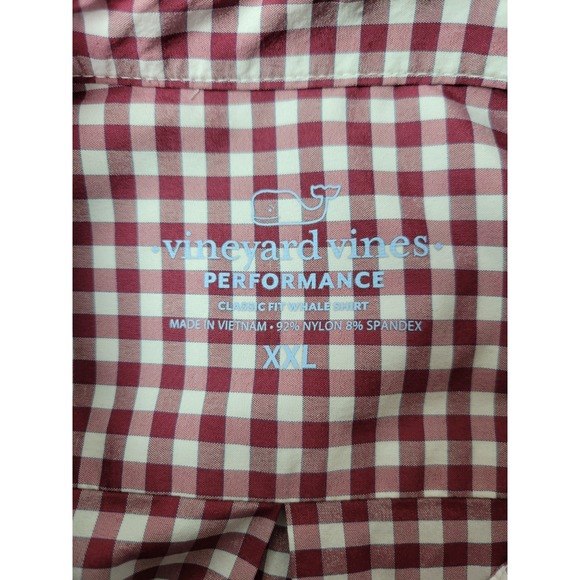 Vineyard Vines Performance Mens Classic Whale Shirt Button Front Red Gingham XXL - Picture 7 of 11